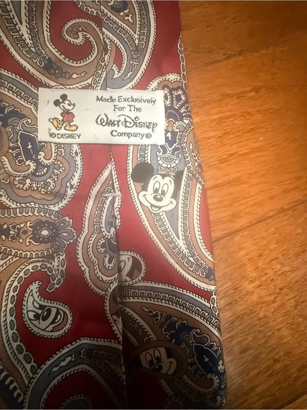 Disney Burgundy Paisley Tie with Mickey Accents